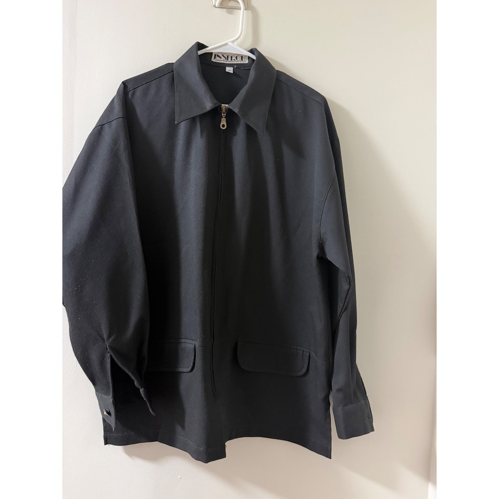 Inserch Zip Up Jacket Mens Size M Black Good Ribbed Textured Made in USA